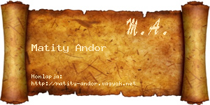 Matity Andor névjegykártya